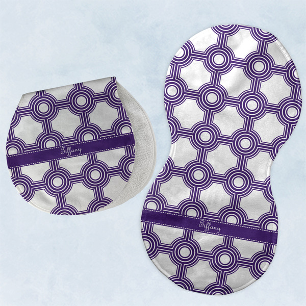 Custom Connected Circles Burp Pads - Velour - Set of 2 w/ Name or Text