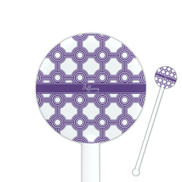 Custom Connected Circles 5.5" Round Plastic Stir Sticks - White - Double Sided (Personalized)