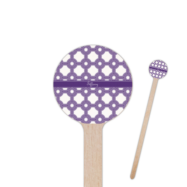 Custom Connected Circles 7.5" Round Wooden Stir Sticks - Double Sided (Personalized)