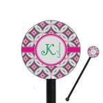 Linked Circles & Diamonds 5.5" Round Plastic Stir Sticks - Black - Single Sided (Personalized)