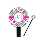 Linked Circles & Diamonds 7" Round Plastic Stir Sticks - Black - Double Sided (Personalized)