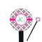 Linked Circles & Diamonds Black Plastic 7" Stir Stick - Round - Closeup