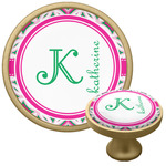 Linked Circles & Diamonds Cabinet Knob - Gold (Personalized)