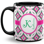 Linked Circles & Diamonds 11 Oz Coffee Mug - Black (Personalized)