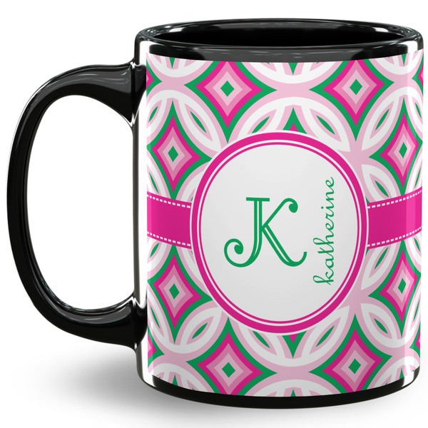 Custom Linked Circles & Diamonds 11 Oz Coffee Mug - Black (Personalized)