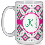 Linked Circles & Diamonds 15 Oz Coffee Mug - White (Personalized)