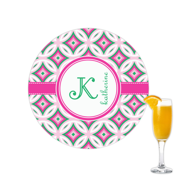 Custom Linked Circles & Diamonds Printed Drink Topper - 2.15" (Personalized)