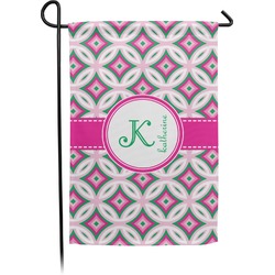 Linked Circles & Diamonds Small Garden Flag - Double Sided w/ Name and Initial