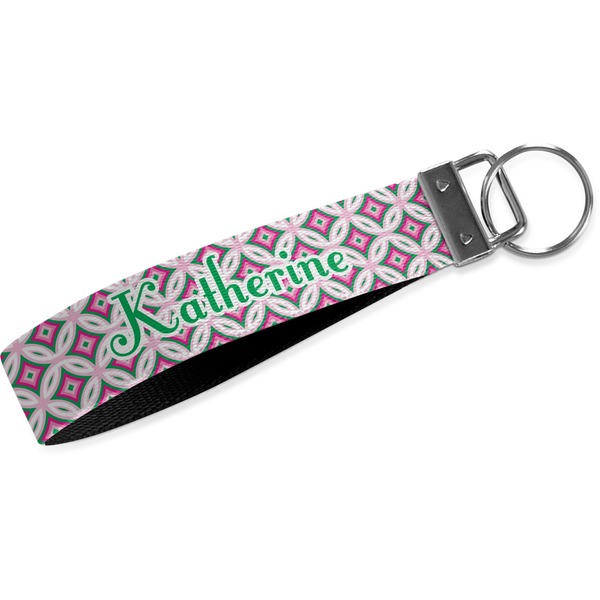 Custom Linked Circles & Diamonds Webbing Keychain Fob - Large (Personalized)