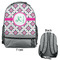 Linked Circles & Diamonds Large Backpack - Gray - Front & Back View