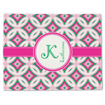 Linked Circles & Diamonds Single-Sided Linen Placemat - Single w/ Name and Initial