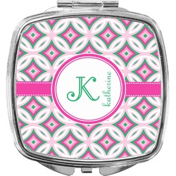 Linked Circles & Diamonds Compact Makeup Mirror (Personalized)