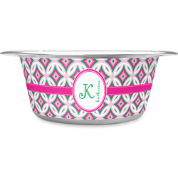 Linked Circles & Diamonds Stainless Steel Dog Bowl - Medium (Personalized)