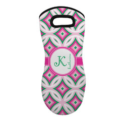 Linked Circles & Diamonds Neoprene Oven Mitt - Single w/ Name and Initial