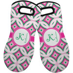 Linked Circles & Diamonds Neoprene Oven Mitts - Set of 2 w/ Name and Initial