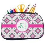 Linked Circles & Diamonds Neoprene Pencil Case - Medium w/ Name and Initial