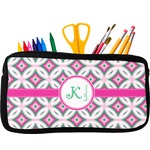 Linked Circles & Diamonds Neoprene Pencil Case - Small w/ Name and Initial