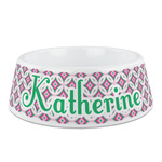 Linked Circles & Diamonds Plastic Dog Bowl (Personalized)