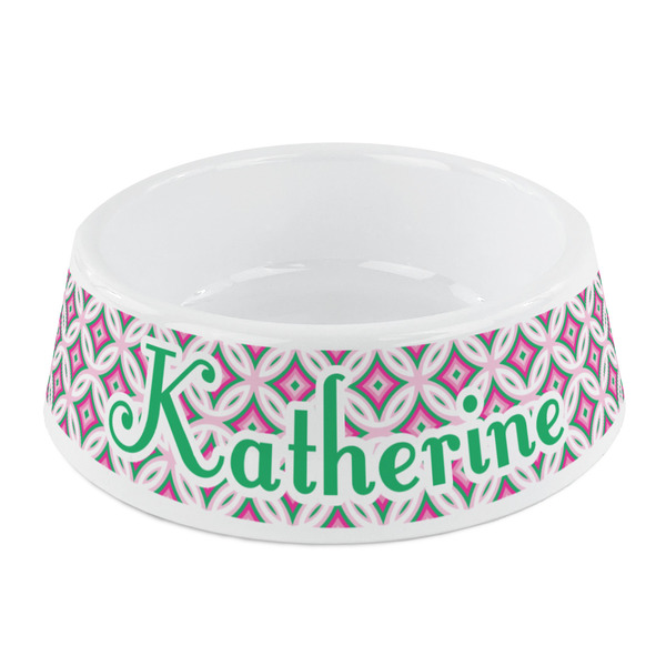 Custom Linked Circles & Diamonds Plastic Dog Bowl - Small (Personalized)