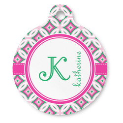 Linked Circles & Diamonds Round Pet ID Tag - Large (Personalized)