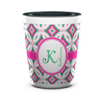 Linked Circles & Diamonds Ceramic Shot Glass - 1.5 oz - Two Tone - Single (Personalized)