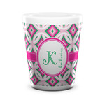 Linked Circles & Diamonds Ceramic Shot Glass - 1.5 oz - White - Single (Personalized)