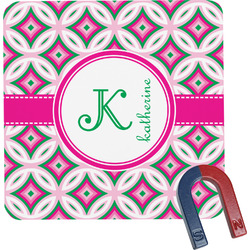 Linked Circles & Diamonds Square Fridge Magnet (Personalized)