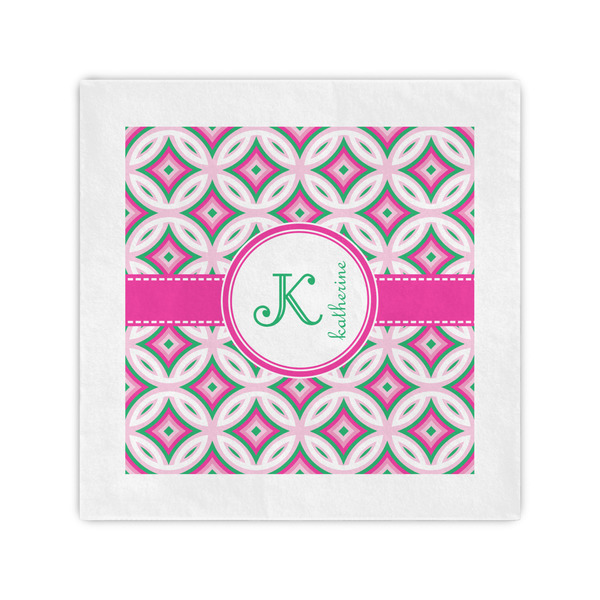 Custom Linked Circles & Diamonds Standard Cocktail Napkins (Personalized)