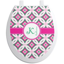 Linked Circles & Diamonds Toilet Seat Decal - Round (Personalized)