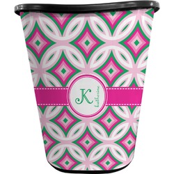 Linked Circles & Diamonds Waste Basket - Double Sided (Black) (Personalized)