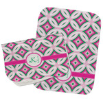 Linked Circles & Diamonds Burp Cloths - Fleece - Set of 2 w/ Name and Initial