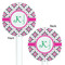 Linked Circles & Diamonds White Plastic 5.5" Stir Stick - Double Sided - Round - Front & Back