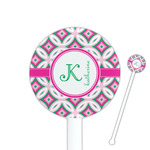 Linked Circles & Diamonds 5.5" Round Plastic Stir Sticks - White - Single Sided (Personalized)