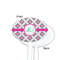 Linked Circles & Diamonds White Plastic 7" Stir Stick - Single Sided - Oval - Front & Back