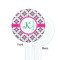 Linked Circles & Diamonds White Plastic 7" Stir Stick - Single Sided - Round - Front & Back