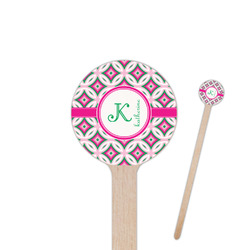 Linked Circles & Diamonds 7.5" Round Wooden Stir Sticks - Double Sided (Personalized)