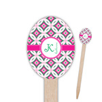 Linked Circles & Diamonds Oval Wooden Food Picks - Single Sided (Personalized)