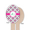 Linked Circles & Diamonds Wooden Food Pick - Oval - Single Sided - Front & Back