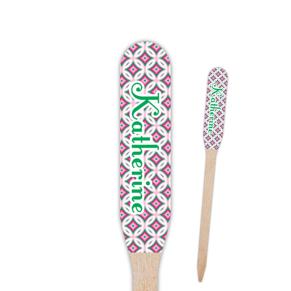 Custom Linked Circles & Diamonds Paddle Wooden Food Picks - Double Sided (Personalized)