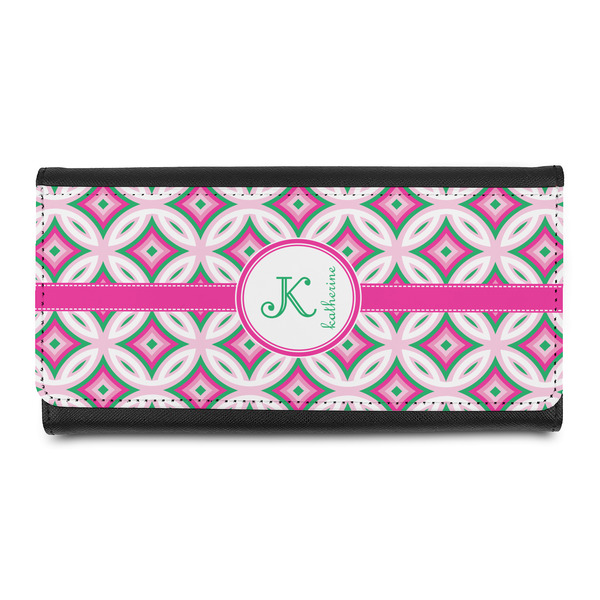 Custom Linked Circles & Diamonds Leatherette Ladies Wallet (Personalized)