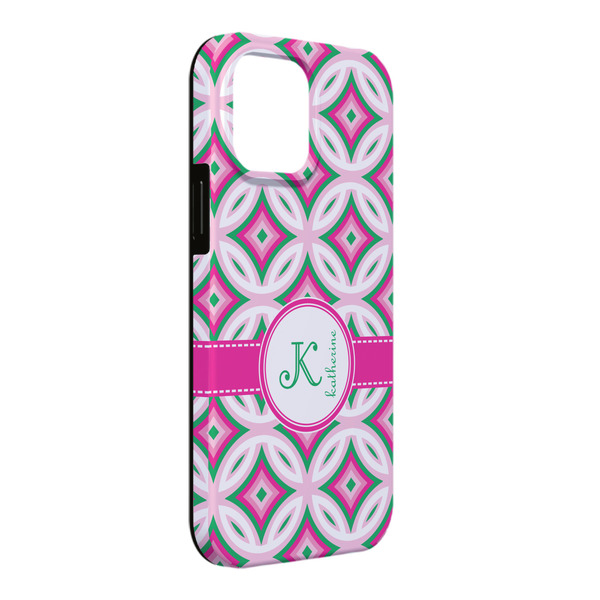 Custom Linked Circles & Diamonds iPhone Case - Rubber Lined - iPhone 13 Pro Max (Personalized)