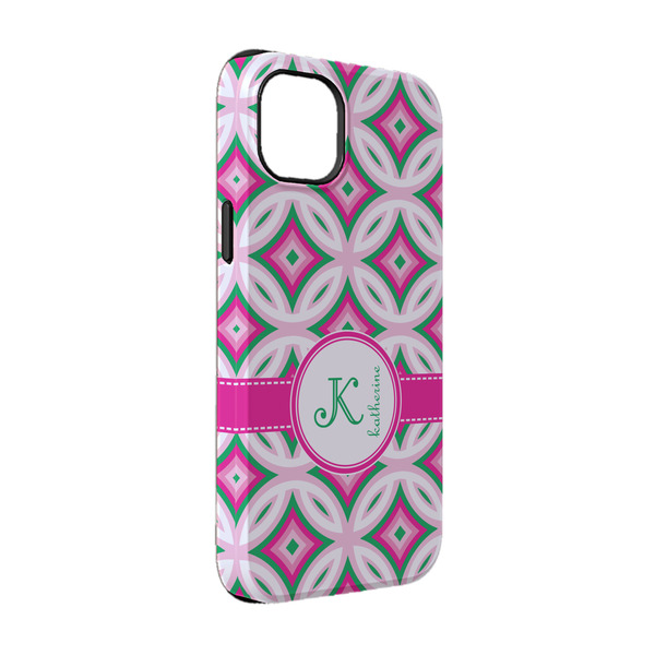 Custom Linked Circles & Diamonds iPhone Case - Rubber Lined - iPhone 14 Pro (Personalized)