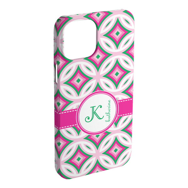 Custom Linked Circles & Diamonds iPhone Case - Plastic - iPhone 15 Plus (Personalized)