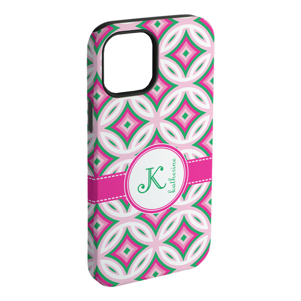 Custom Linked Circles & Diamonds iPhone Case - Rubber Lined - iPhone 15 Plus (Personalized)