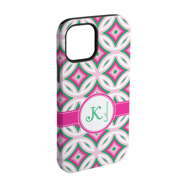 Custom Linked Circles & Diamonds iPhone Case - Rubber Lined - iPhone 15 Pro (Personalized)