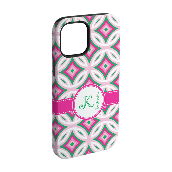 Custom Linked Circles & Diamonds iPhone Case - Rubber Lined - iPhone 15 (Personalized)