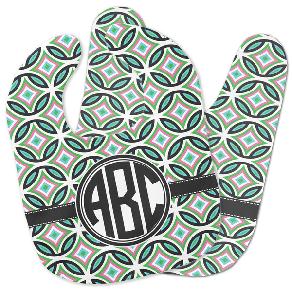 Custom Geometric Circles Baby Bib w/ Monogram