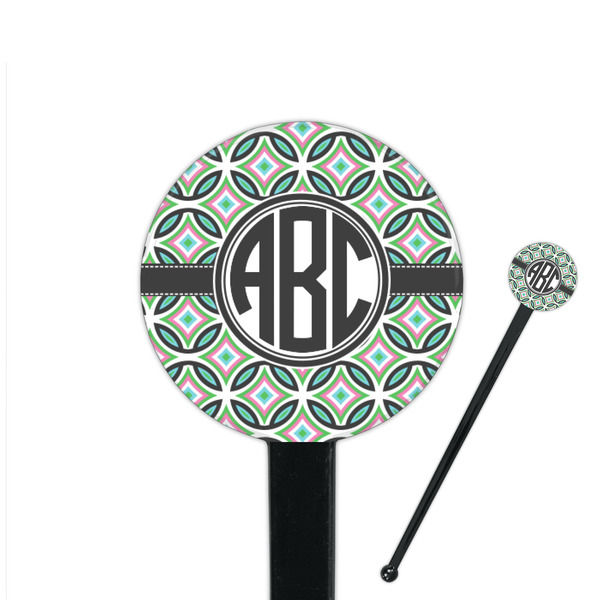 Custom Geometric Circles 7" Round Plastic Stir Sticks - Black - Single Sided (Personalized)