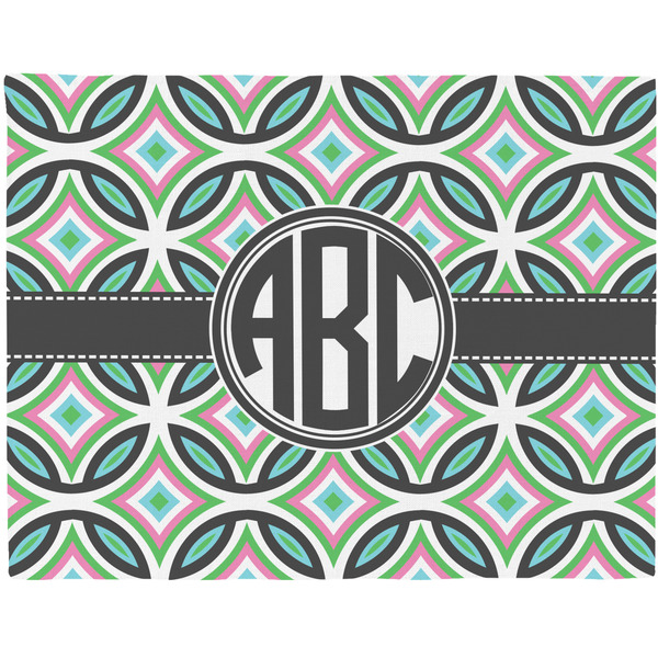 Custom Geometric Circles Woven Fabric Placemat - Twill w/ Monogram