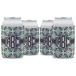 Geometric Circles Can Cooler (12 oz) - Set of 4 w/ Monogram